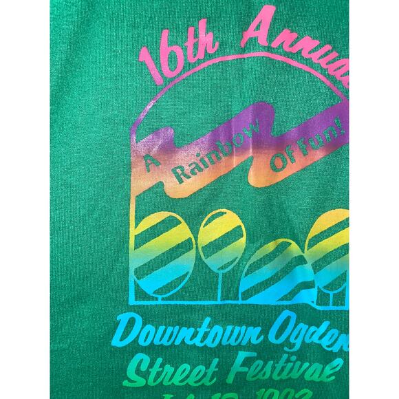 Vintage Oglen Street Festival Shirt Downtown Rainbow Tee 90s VTG 1992 Medium - Picture 3 of 9